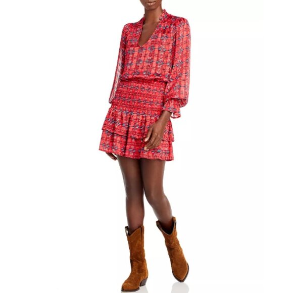 AQUA X Pendleton Skirt Size XL Red Multi Smocked Mini Plaid - Picture 9 of 9